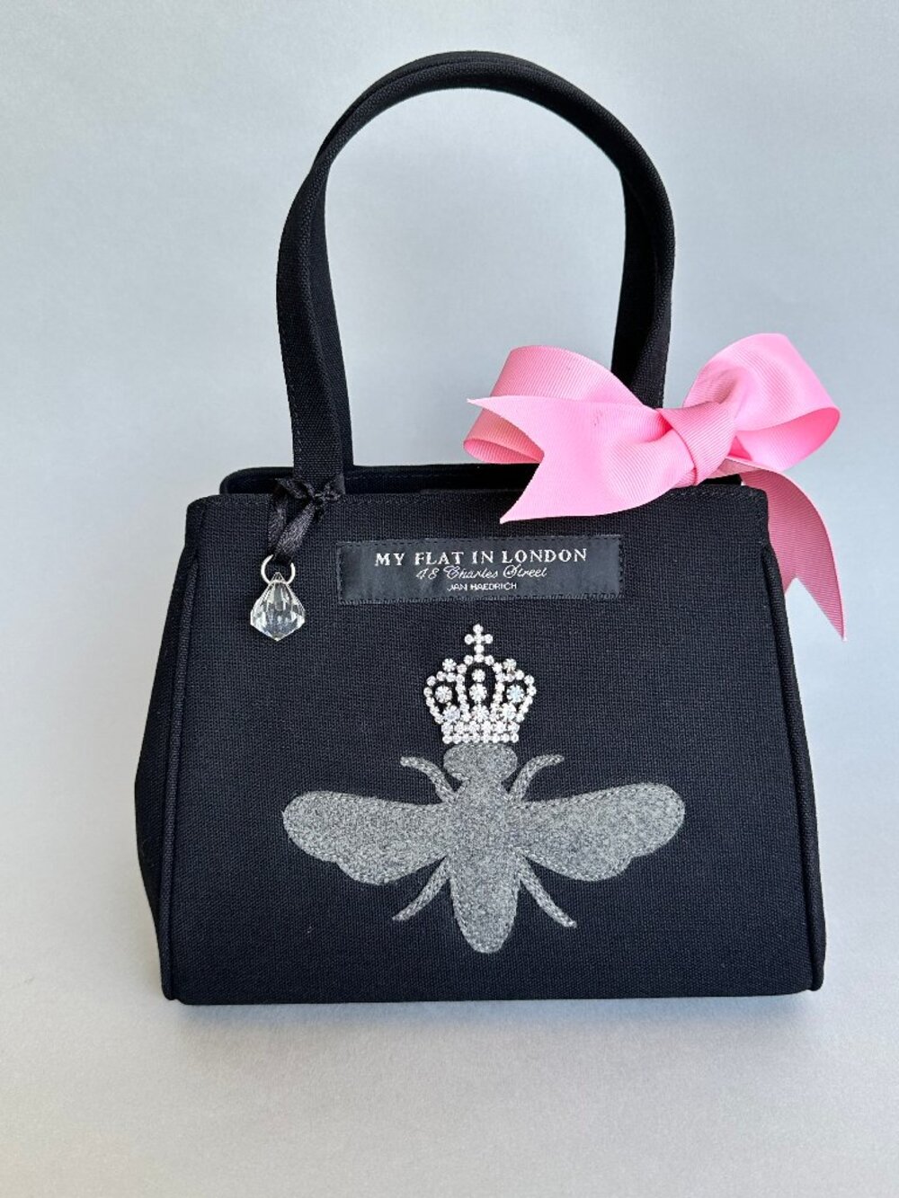 My Flat in London black fabric Queen Bee handbag